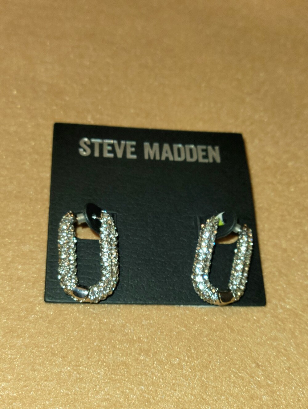 Steve Madden Crystal-Embellished Silver Hoop Earrings